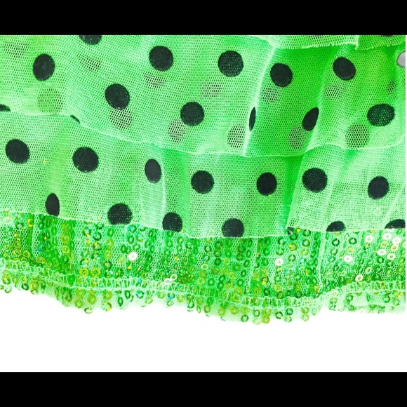 JUSTICE Polka Dot Tiered Skater Skirt With Elastic Waistband Neon Green Girl 7Y - Picture 9 of 11